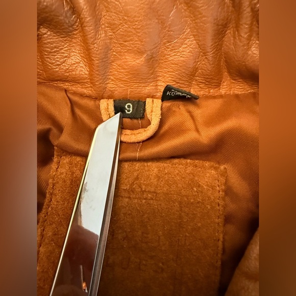 Vintage 1980’s Mixed Blues Leather & Suede Bomber jacket Tan Size 9 - Picture 2 of 9